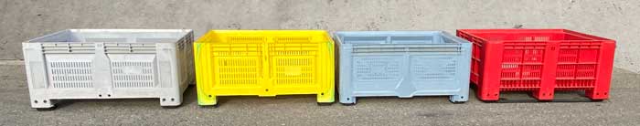 palots bajos de plástico de gran volumen y de paredes interiores rectas para proteger el contenido y facilitar el vaciado por inclinación