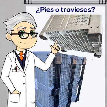 contenedores palots de plástico con pies o traviesas o patines