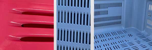 Tipos de enrejillado o enrejado en las paredes de los palots de plástico tinas big box o tecnibox