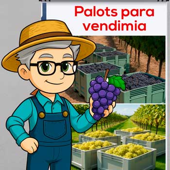 los palots de plástico o también llamados bins para vendimia el método preferido por la enología moderna en la bodega para la elaboración de vinos